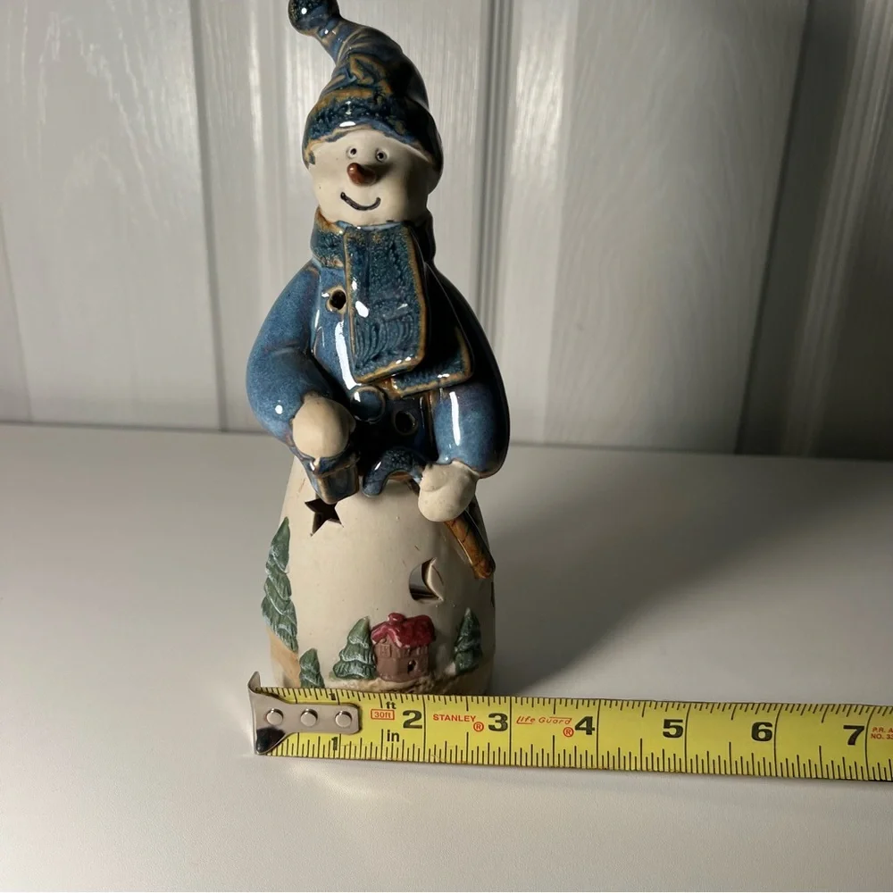 Precious Snowman Votive Candle Holder Blue Hat‎